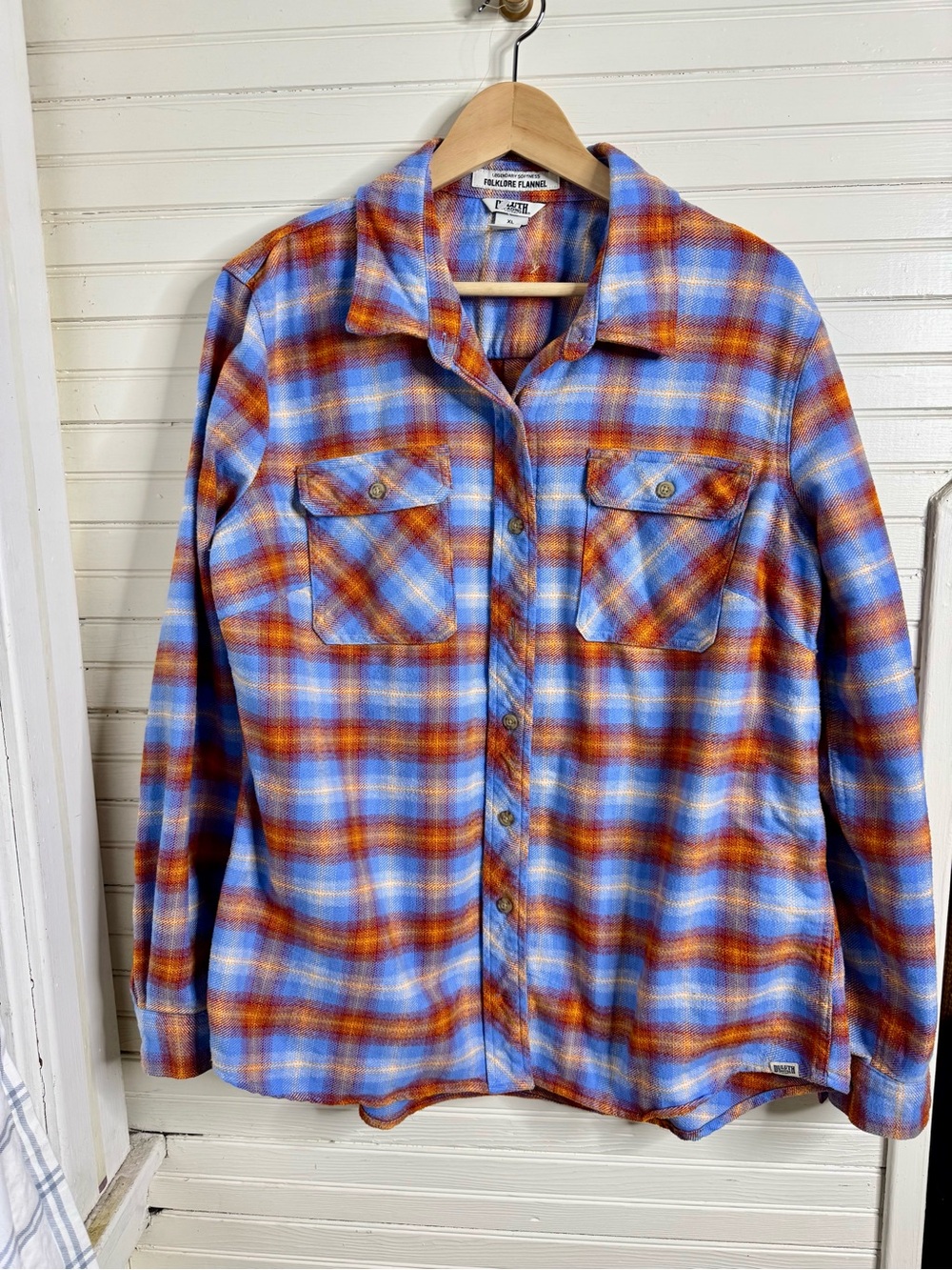 Duluth Trading Co Plaid Button-Down Shirt in Blue & Rust